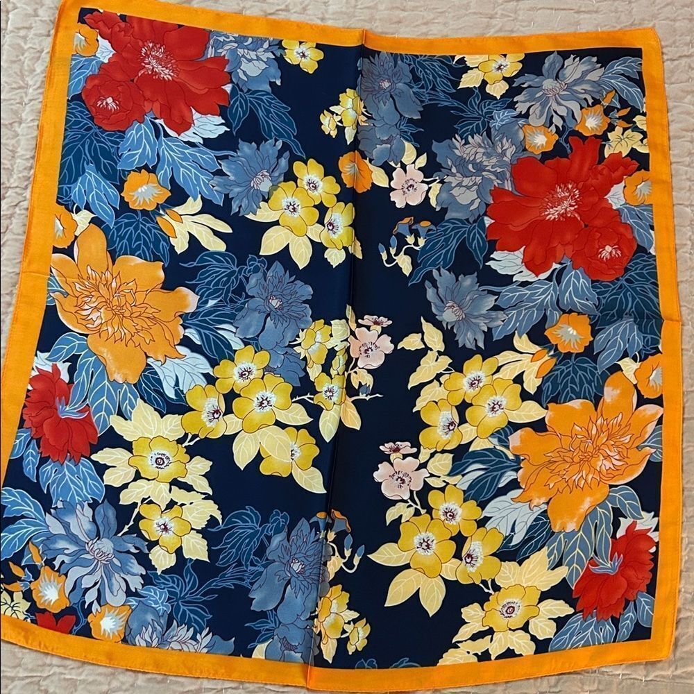 Floral scarf with Yellow and blue Design